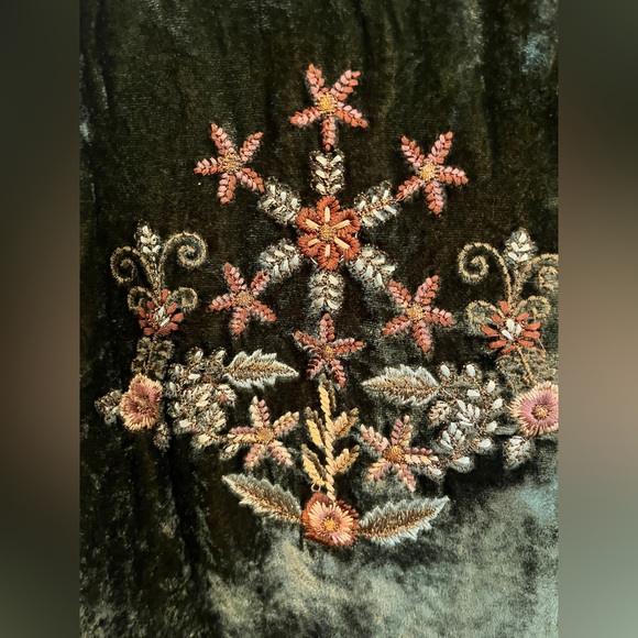 SUNDANCE NWT Retails $258 Crush Velvet Embroidered Cardigan Kimono BoHo Sz M-L - Picture 11 of 15